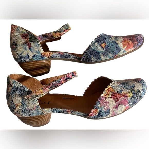 Think! Mary Jane Floral artsy low heel walking shoes Sz EU 40/US 9 Made in Italy - Picture 1 of 14